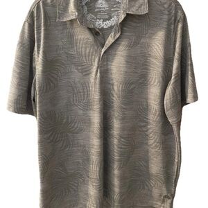 Havana Jim Mens Tropical Collared Shirt Polo Short Sleeve Gray White Beach Large